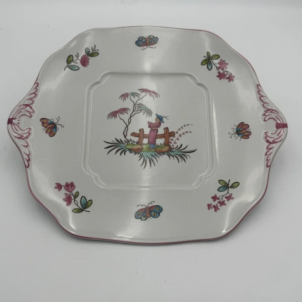 Spode Pearl River Williamsburg Reserve Square Handled Cake Plate S3714 England